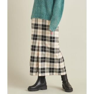 ユナイテッドアローズ(UNITED ARROWS)の【年末SALE】BY𑁍チェックスリットフレアスカート(ロングスカート)