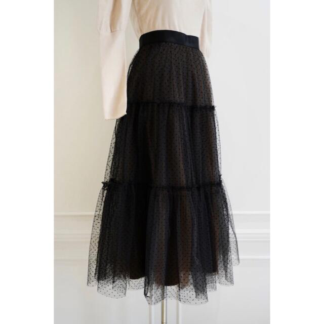 即納❗️ Layered Dot Tulle Long Skirt