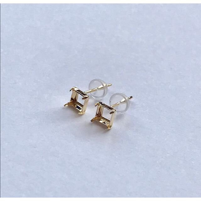 K18ピアス 空枠 4mm ×4mm 角 スクエアタイプ ピアス 空枠 1ペア