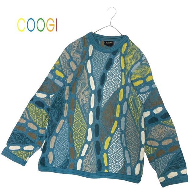 クージー　coogi 柄ニット　総柄　セーター　編み込み　マルチカラー　希少メンズ