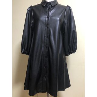 ザラ(ZARA)のZARA エコレザーブラウス　ミニワンピ(シャツ/ブラウス(長袖/七分))