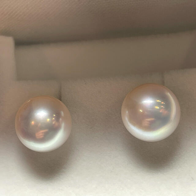 K18WGアコヤパール花珠級9.3mm大玉ピアス☆お値下げ☆ ワンピなど最旬