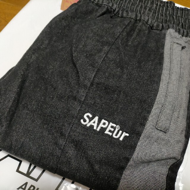 SAPEur デニムトラックパンツ XL ブラック サプール メンズのパンツ(デニム/ジーンズ)の商品写真