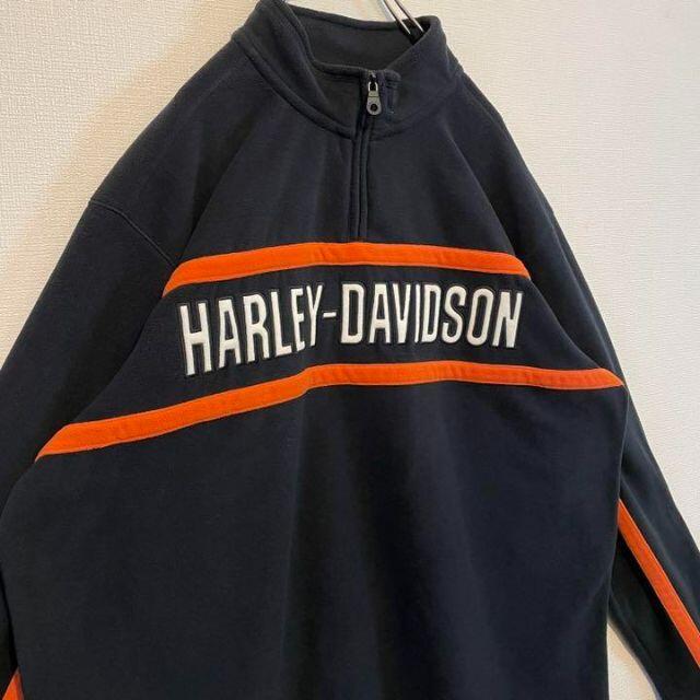 Harley 刺繍ロゴハーフジップフリーススウェット ブラック黒XLの通販 by fuufu's shop｜ハーレーダビッドソンならラクマ Davidson - ハーレーダビッドソン 安い高品質