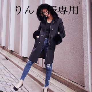 リエンダ(rienda)のrienda🤍Faux Fur SLV WoolダッフルCT🤍S🤍黒(ダッフルコート)