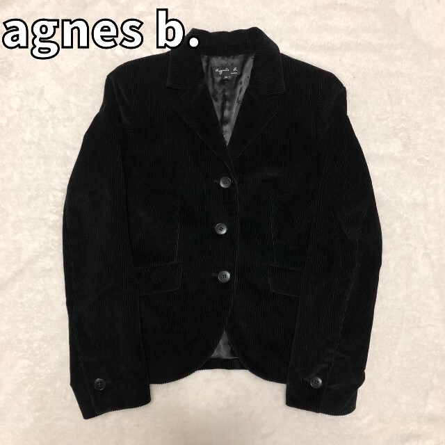 【美品】agnes b. アニエスベー コーデュロイ ジャケット 黒 36 テーラードジャケット