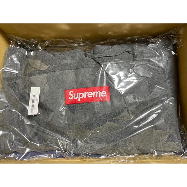 新版 supreme Box Logo Hooded Sweatshirt チャコール パーカー