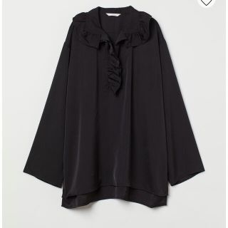 エイチアンドエム(H&M)の新品✨H&M 襟付きブラウス　黒　L(シャツ/ブラウス(長袖/七分))