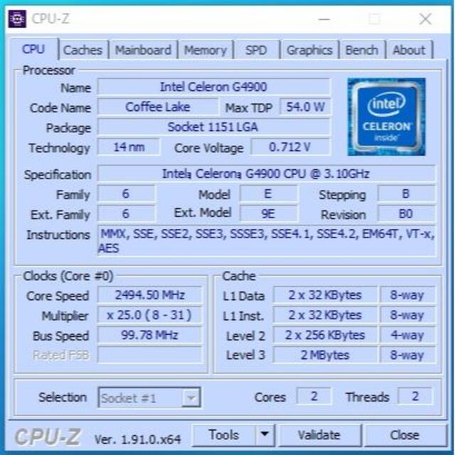 Intel Celeron G4900★LGA 1151★第８世代 スマホ/家電/カメラのPC/タブレット(PCパーツ)の商品写真