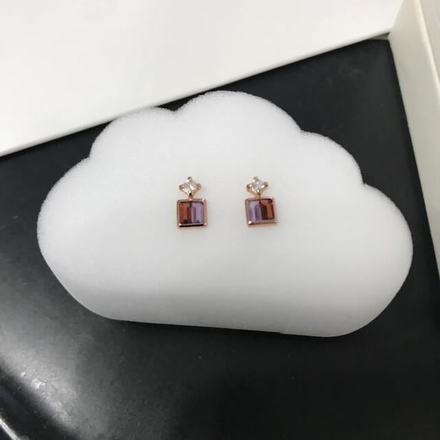 TAKE-UP K18・K10ガーネット・アメジストツインピアス( PG) - ピアス
