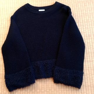 ジーユー(GU)のフェザーコンビセーター(長袖) NAVY XS(ニット/セーター)