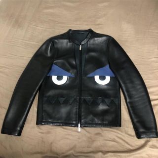 フェンディ(FENDI)の超美品 FENDI フェンディ モンスター ライダース 黒 メンズ ブルゾン(レザージャケット)