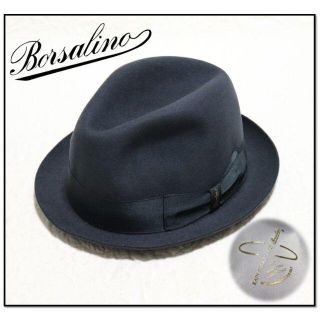 ボルサリーノ(Borsalino)の新品タグ付き【ボルサリーノ 】 ラビットファーフェルト中折れハット 黒 60(ハット)