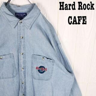 カーハート(carhartt)のハードロックカフェ 超ゆるだぼ デニムシャツ刺繍ワンポイント バックロゴ90s(シャツ)