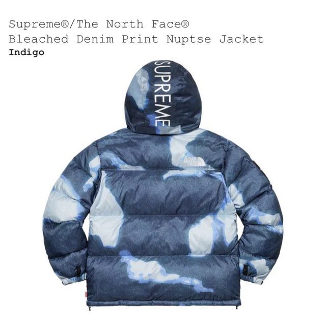 Supreme(シュプリーム)のBleached Denim Print Nuptse Jacket メンズのジャケット/アウター(ダウンジャケット)の商品写真