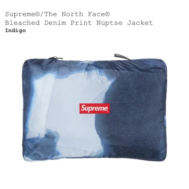 Supreme(シュプリーム)のBleached Denim Print Nuptse Jacket メンズのジャケット/アウター(ダウンジャケット)の商品写真
