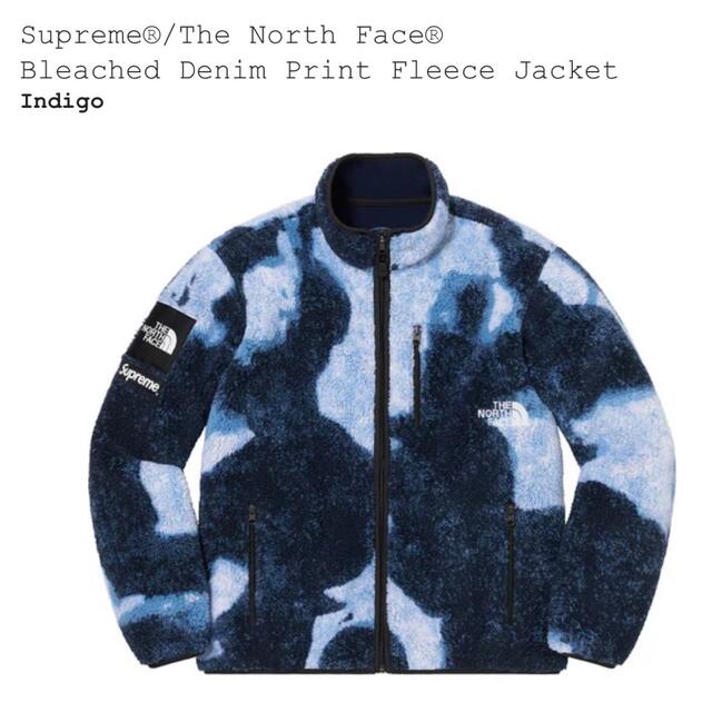 Supreme/TNF Bleached Fleece Jacket 青 sIndigoSIZE
