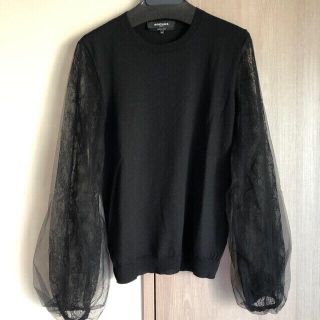 ドゥロワー(Drawer)のROCHAS シアースリーブのプルオーバーニット 黒(ニット/セーター)