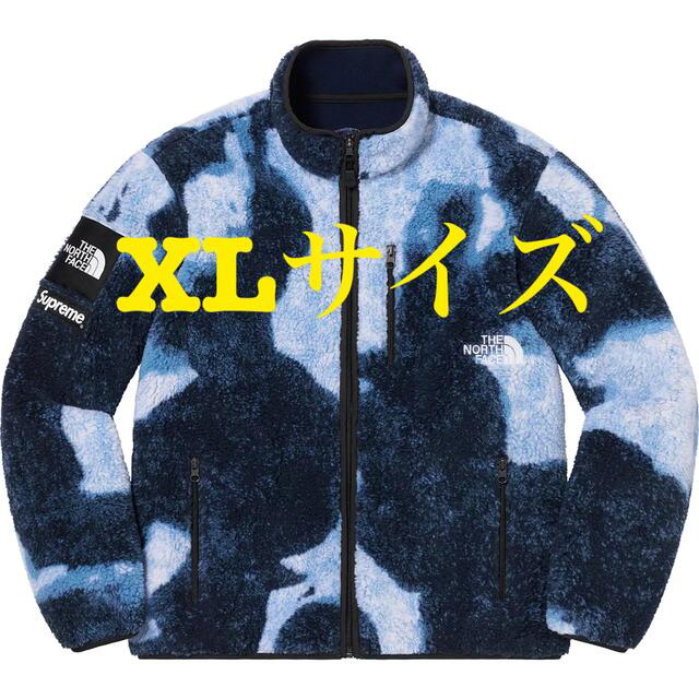 Bleached Denim Print Fleece Jacket 青-