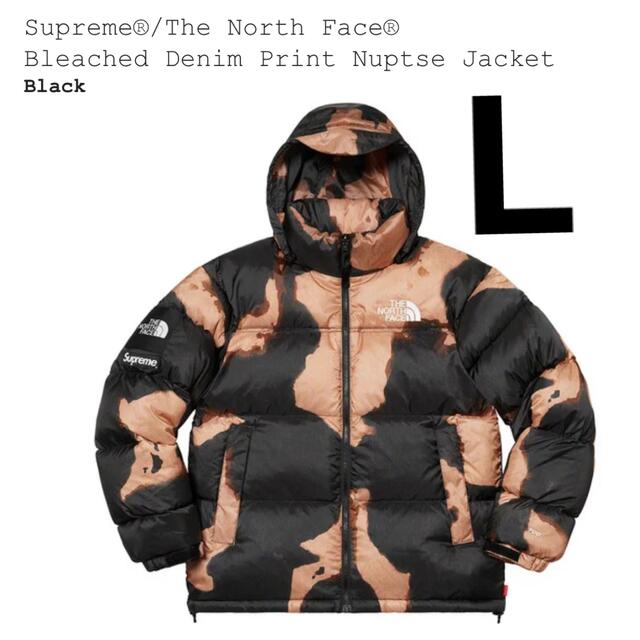 Supreme TNF Bleached Denim  Nuptse  L