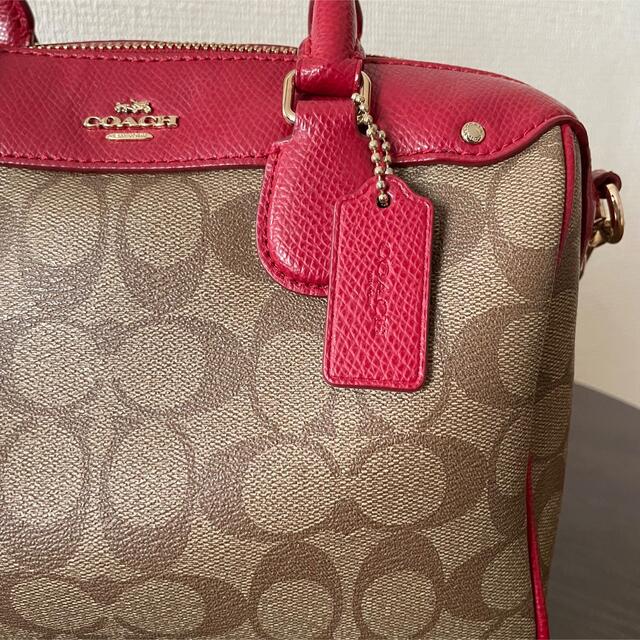 美品 COACH コーチ シグネチャー ベネットミニサッチェル 2way レッド