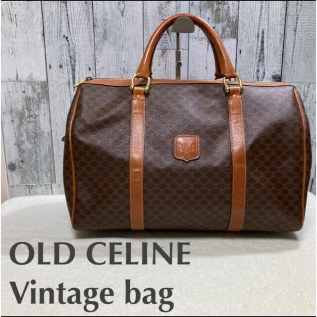 ハンドバッグ美品　OLD CELINE ビンテージバッグ　マカダム柄　ハンドバッグ　PVC