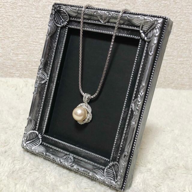 【新品】ジルコニア付コットンパールネックレス レディースのアクセサリー(ネックレス)の商品写真