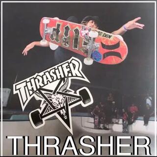 スラッシャー(THRASHER)のTHRASHERスラッシャーマガジンUS限定型抜きロゴアートアイコンステッカー(スケートボード)