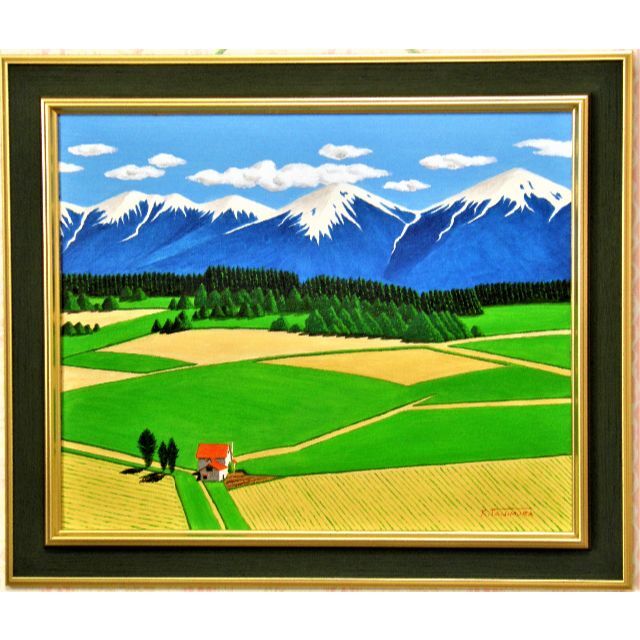 おトク】 富良野のラベンダー畑 谷村一男肉筆油彩画 4つ切 新品額付 おトク】 富良野のラベンダー畑 谷村一男肉筆油彩画 4つ切 新品額付