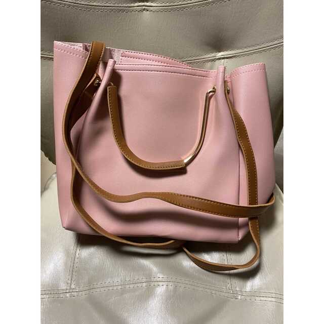レディース レザー トートバッグ 肩紐付き ピンク 【225】 レディースのバッグ(トートバッグ)の商品写真