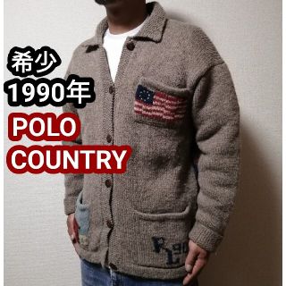 ポロラルフローレン(POLO RALPH LAUREN)のレア 90s POLO COUNTRY ラルフローレン ニット カーディガン L(カーディガン)