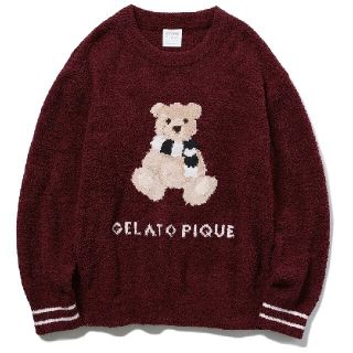 ジェラートピケ(gelato pique)のパウダーモチーフジャガードプルオーバー　赤(ニット/セーター)