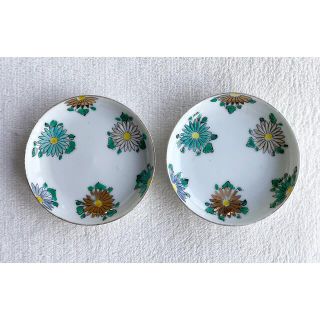 骨董　アンティーク　小皿　菊　皿　食器　2枚　菊花　骨董品(食器)