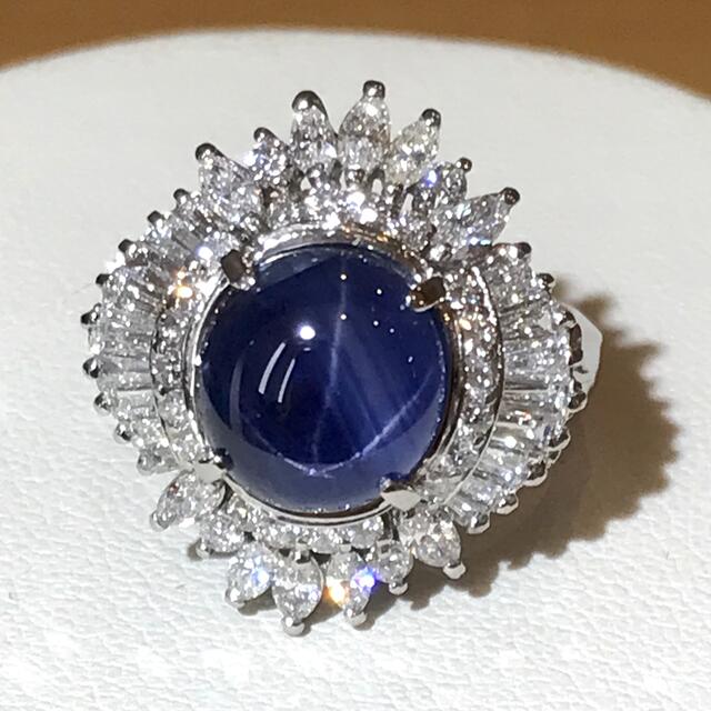 ☆Pt900 スターサファイア6.07ct&ダイヤリング☆ レディースのアクセサリー(リング(指輪))の商品写真