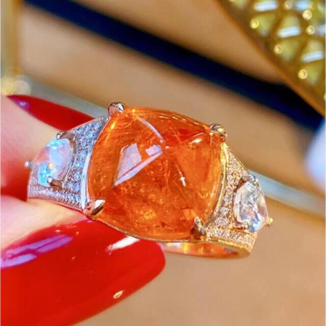 爆買い低価 天然スべサルティンガーネット ダイヤ リング7.02ct k18 の通販 by Rui(フォロワー様5%引き)|ラクマ 限定SALE定番