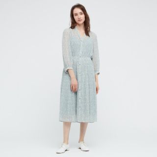 ユニクロ(UNIQLO)のJoy of Print シフォンプリーツワンピース(ロングワンピース/マキシワンピース)