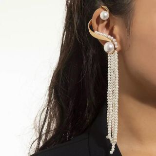 カフ付きピアス  wave & pearl tassel 【在庫わずか】