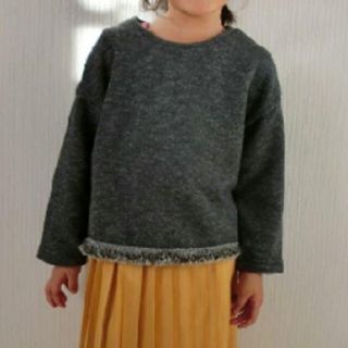 ザラキッズ(ZARA KIDS)の⑬サイズ100　【未使用】フリンジトレーナー　グレー(Tシャツ/カットソー)