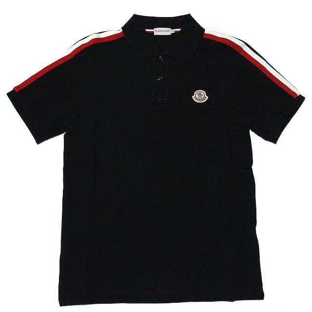 MONCLER - 美品 モンクレール ポロシャツ ライン ロゴ ワッペン 黒 ブラック S