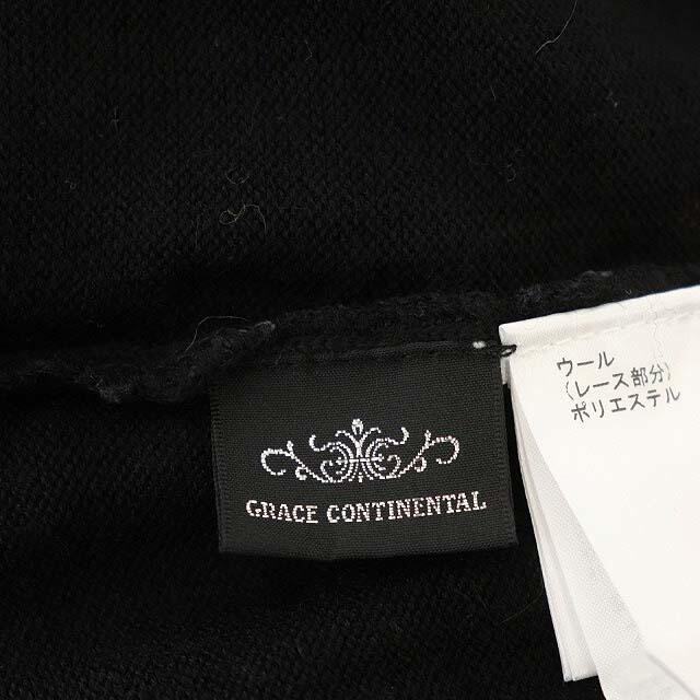 GRACE CONTINENTAL(グレースコンチネンタル)のグレースコンチネンタル ウール フロントレースニット セーター 長袖 36 黒 レディースのトップス(ニット/セーター)の商品写真