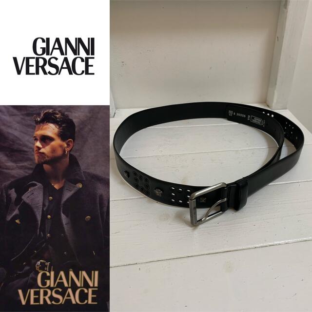 GIANNI VERSACE VINTAGE 本人期 メデューサ装飾レザーベルト enot.in.ua