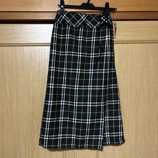 バーバリーブルーレーベル(BURBERRY BLUE LABEL)のBurberry ☆ブルーレーベル　モスグリーンチェック巻きスカート(ロングスカート)