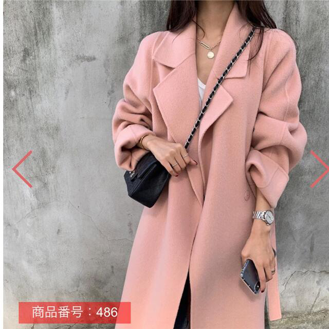 新品未使用！ピンクのロングコート！かわいい！ レディースのジャケット/アウター(ロングコート)の商品写真