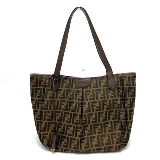 フェンディ(FENDI)のフェンディ FENDI 肩掛け 8BH268 ズッカ FF柄 ショルダーバッグ トートバッグ レザー/キャンバス ブラウン(トートバッグ)