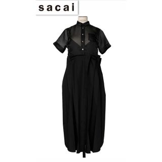 サカイ(sacai)の美品sacai ドレスワンピース ブラック サカイ 黒(ロングワンピース/マキシワンピース)