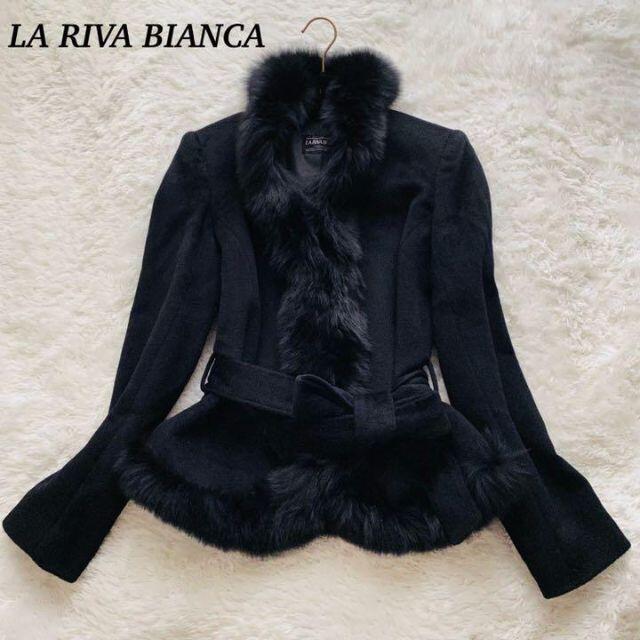 美品】LA RIVA BIANCA アンゴラ混 ショートコート リアルファー LA RIVA BIANCA ラリバビアンカ コート フォックス L 美品
