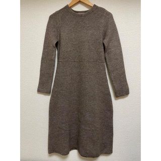 ザラ(ZARA)のZARA ブラウンベージュ　ニットワンピース　膝下丈(ひざ丈ワンピース)