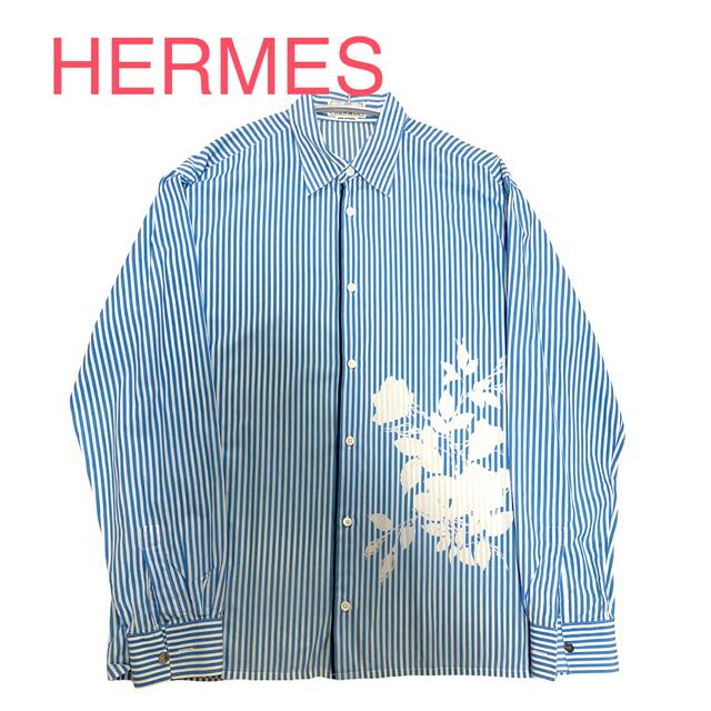 【美品】HERMES ストライプ シャツ エルメス