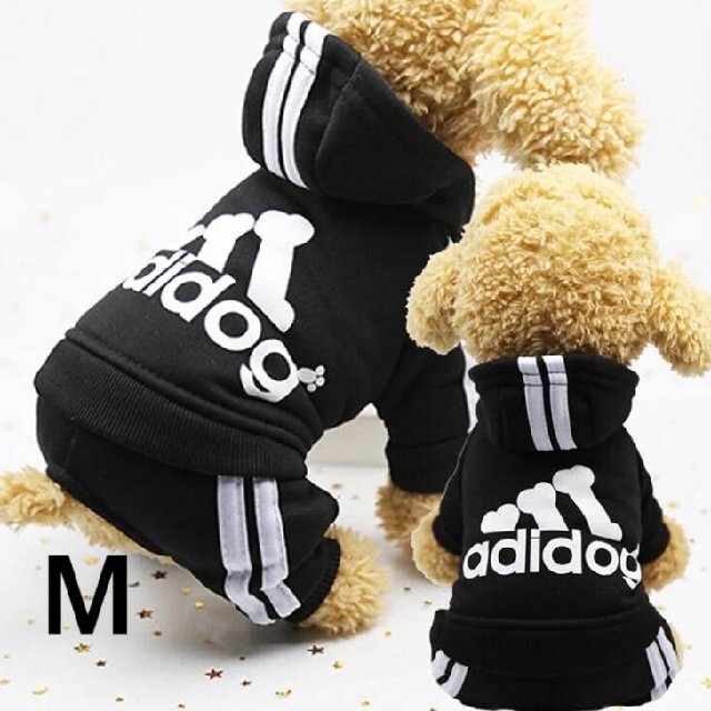 あたたかadidogアディドッグつなぎパーカー犬服ペットドッグウェア黒M