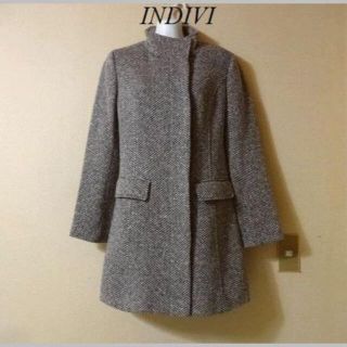 美品 INDIVI ツイードロングコート